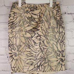 OSCAR DEL LA RENTA  Floral Pencil Skirt